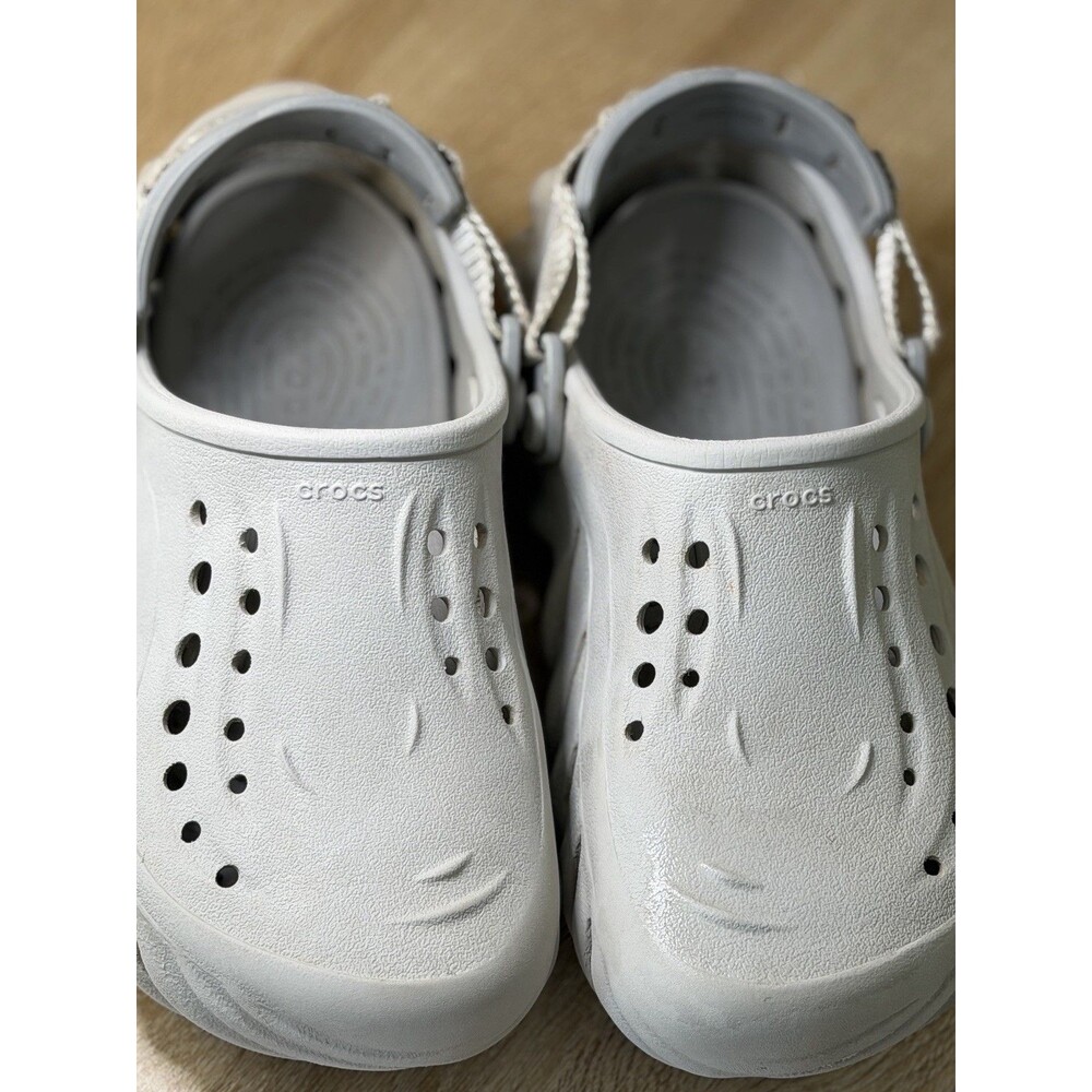 Crocs Gray Clogs Mens 5 Womens 7 Adjustable Heel Strap Outdoor Slip On Shoes